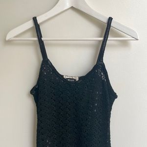 Black Crochet Bead Singlet Top. Size S